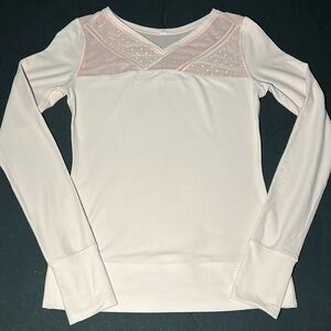 Lululemon Light Pink Mesh Panel Long Sleeve Top - Thumbholes, Size 4